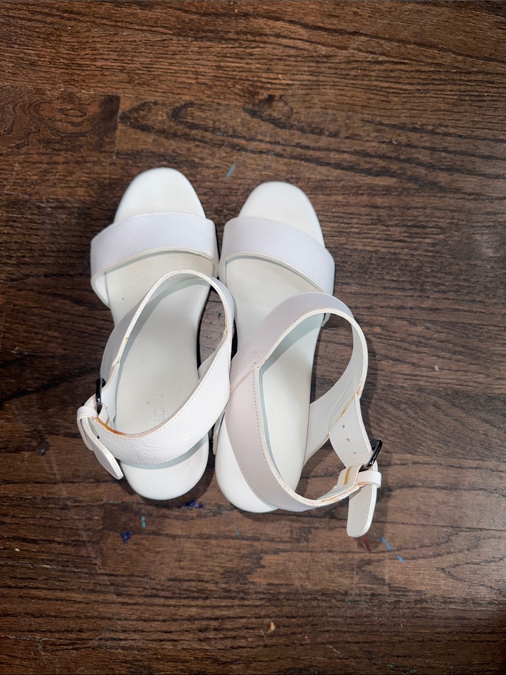 Vince White Two-Strap Ankle Buckle Sandals with Low Block Heel - Picture 2 of 9